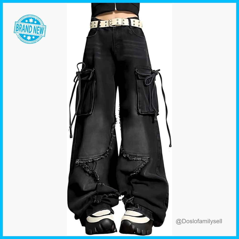 Baggy Cargo Pants Y2K Streetwear Classic Straight Leg Low Rise Jeans